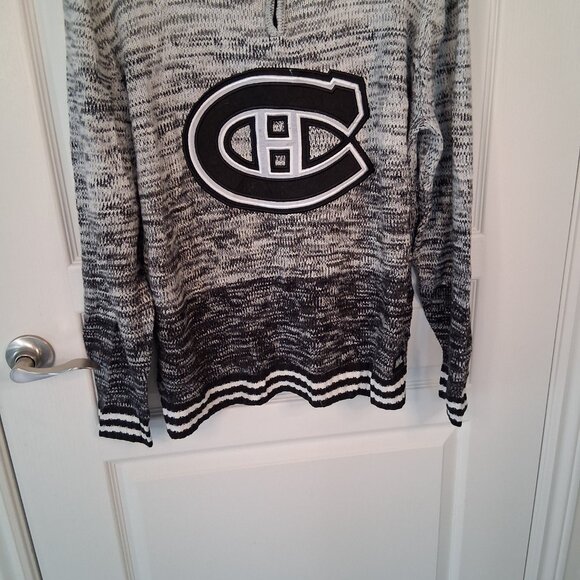 NHL Montreal Canadians Knit 1/4 zip Pullover Sweater Men's XL Black Grey Ombre - Picture 3 of 6